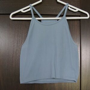 Love Tree Blue Ribbed Crop Top